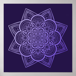 Blommigt Mandala Lavender Lila Gradient Art Skriv Poster
