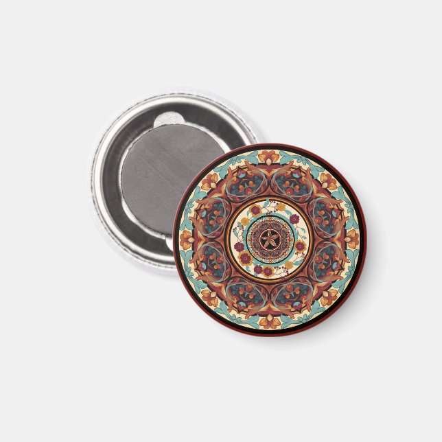 Blommigt Mandala Magnet (Front/Back)