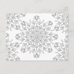 Blommigt Mandala Mönster Vuxen Coloring Vykort