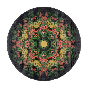 Blommigt mandala: röd, gultens vintage.