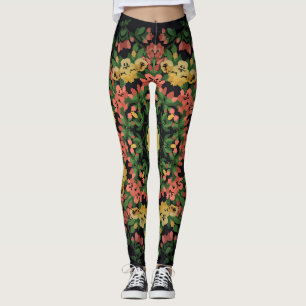 Blommigt mandala: röd, gultens vintage. leggings