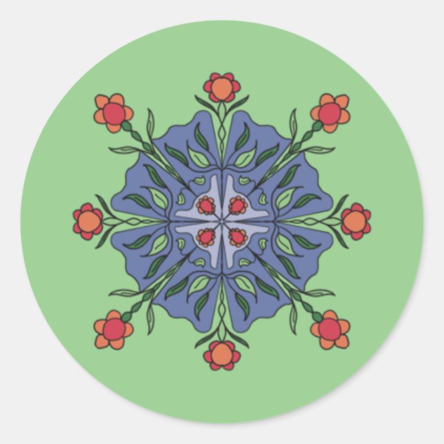 Blommigt mandala runt klistermärke (Framsida)