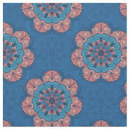 Blommigt Mandala Tile i Blue & Rosa Tyg