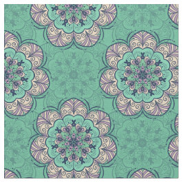 Blommigt Mandala Tile i Mint & Lavender Tyg
