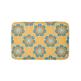 Blommigt Mandala Tile in Orange & Teal Badrumsmatta