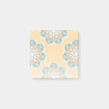 Blommigt Mandala Tile in Orange & Teal