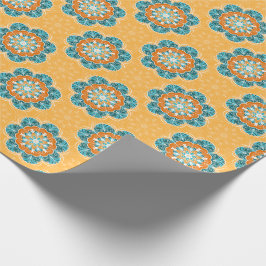 Blommigt Mandala Tile in Orange & Teal Presentpapper