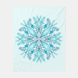 Blommigt Mandala - Turcos Blue Boho Snowflake Fleecefilt