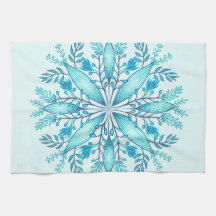 Blommigt Mandala - Turcos Blue Boho Snowflake