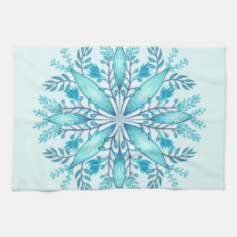 Blommigt Mandala - Turcos Blue Boho Snowflake Kökshandduk
