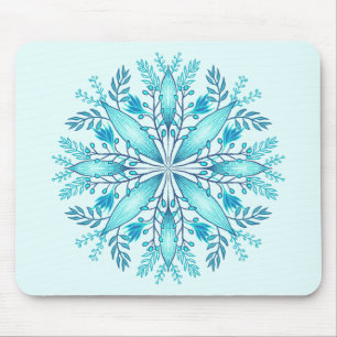 Blommigt Mandala - Turcos Blue Boho Snowflake Musmatta