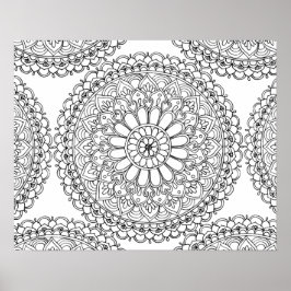 Blommigt Mandala Vuxen Coloring Poster