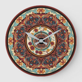 Blommigt Mandala Wall Clock Stor Klocka