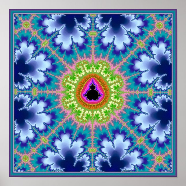 Blommigt Mandelbrot Fractal Poster (Framsidan)