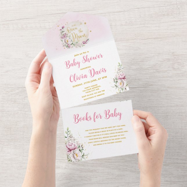 Blommigt Måne Baby Shower (Avrivbar del)