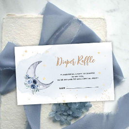 Blommigt Måne Blue Diaper Raffle Tilläggskort