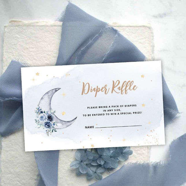 Blommigt Måne Blue Diaper Raffle Tilläggskort (Skapare uppladdad)