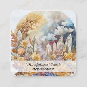 *~* Blommigt Måne Flowers QR AP70 Crystals, Fullt Fyrkantigt Visitkort