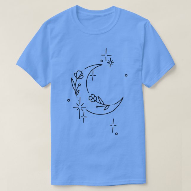 Blommigt måne och stjärnor t shirt (Design framsida)