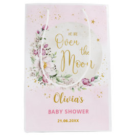 Blommigt Måne Rosa Baby Shower
