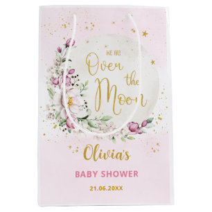 Blommigt Måne Rosa Baby Shower