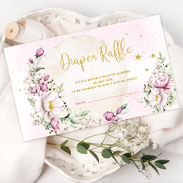 Blommigt Måne Rosa Diaper Raffle Tilläggskort