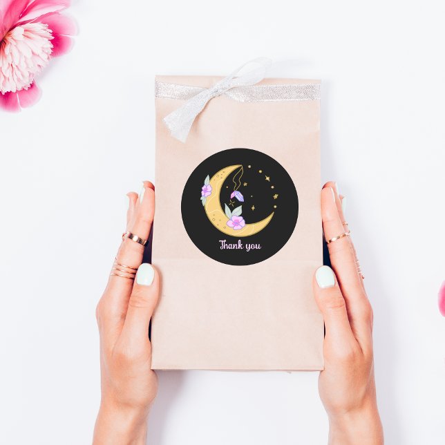 Blommigt Måne Runt Klistermärke (Skapare uppladdad)