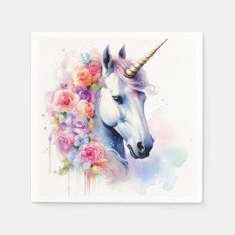Blommigt Mane Unicorn/Horse Papper Pappersservett