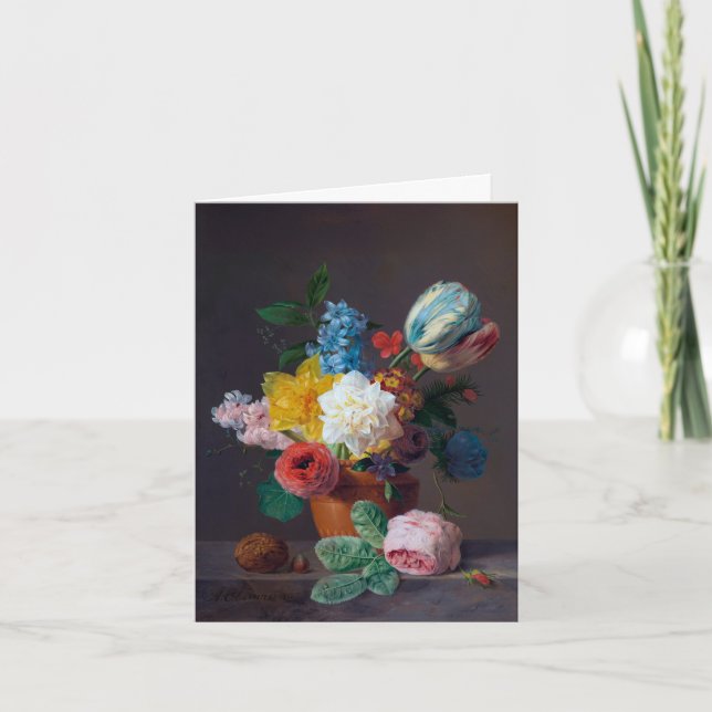 Blommigt-mappat födelsedagskort tack kort (Framsida)