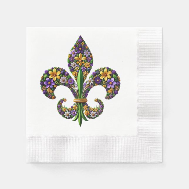Blommigt Mardi Gras fleur de lis Pappersservett (Framsidan)