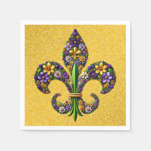 Blommigt Mardi Gras fleur de lis Pappersservett