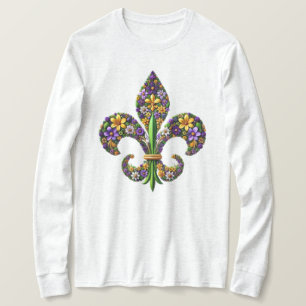 Blommigt Mardi Gras fleur de lis T Shirt