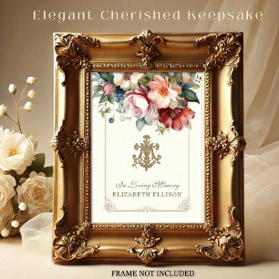 Blommigt Marian Kor Funeral Prayer Card Visitkort