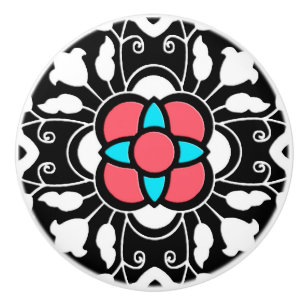 Blommigt marockansk Rosa, svart, vit och korall Knopp