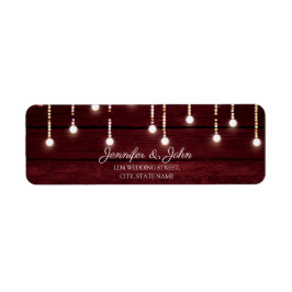 Blommigt Maroon Wooden Rustic Bröllop Returadress Returadress Etikett