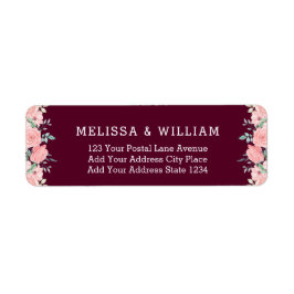Blommigt Marsala Bride Groom Bröllop Returadress Etikett