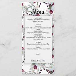 Blommigt Marsala Bröllop Möhippa Menu Meny