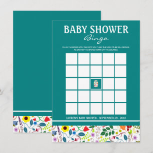 Blommigt Mason Burk Baby Shower Bingo Inbjudningar