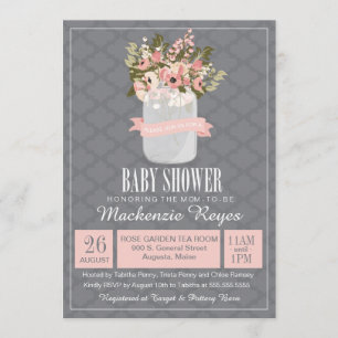 Blommigt Mason Burk Baby Shower-inbjudan Inbjudningar
