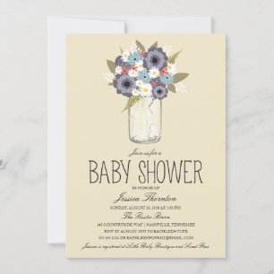 Blommigt Mason Burk Baby Shower Inbjudningar