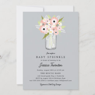 Blommigt Mason Burk Baby Shower Inbjudningar