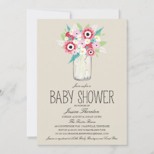 Blommigt Mason Burk Baby Shower Inbjudningar
