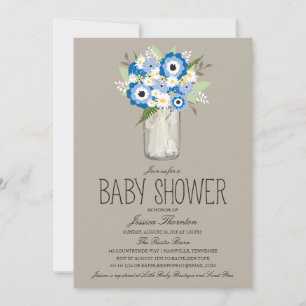 Blommigt Mason Burk Baby Shower Inbjudningar