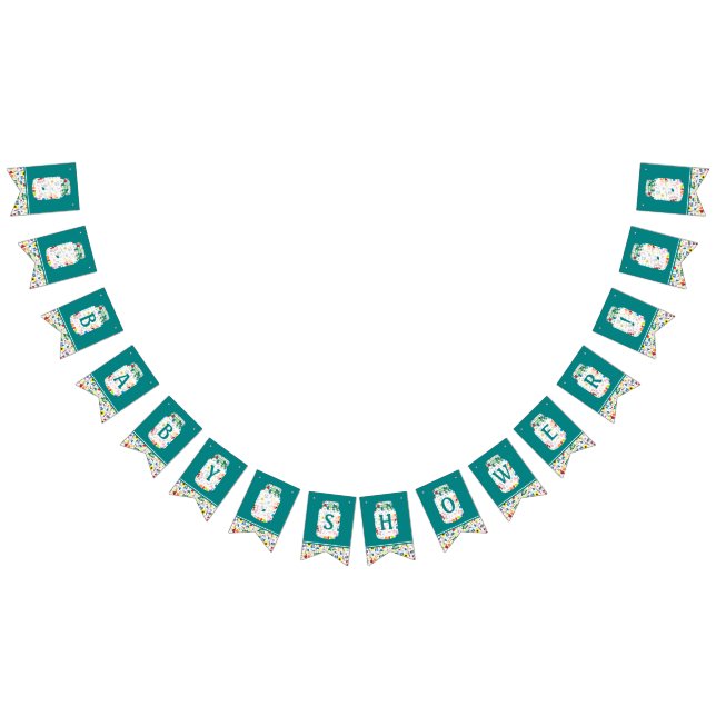 Blommigt Mason Burk Baby Shower Vimplar (Alla)