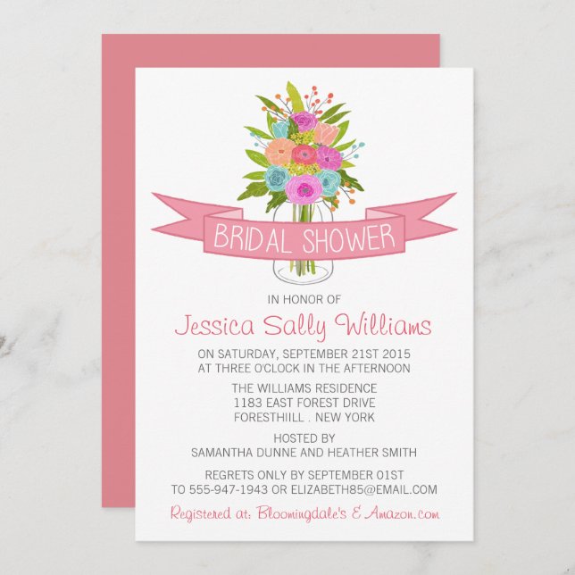 Blommigt Mason Burk Inbjudningskort för möhippa (Fram/baksida)