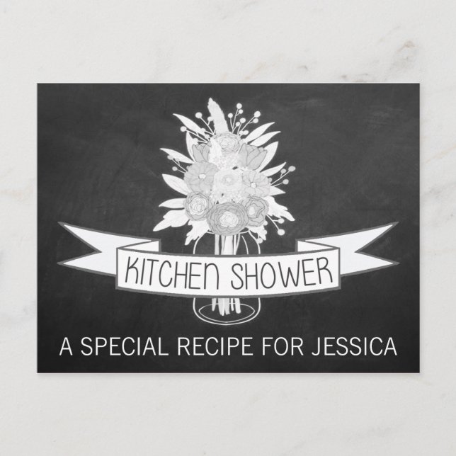 Blommigt Mason Burk Kitchen Shower Recept Cards Inbjudan Vykort (Framsida)
