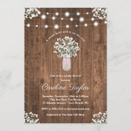 Blommigt Mason Burk Ljus Flicka Shower Inbjudningar