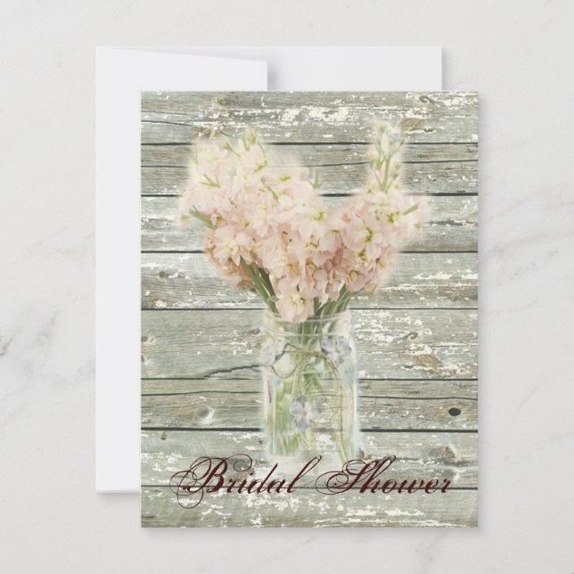 blommigt Mason burk möhippa vid Rustic land Inbjudningar (Framsida)