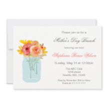 Blommigt Mason Burk Mors dag Brunch Inbjudan