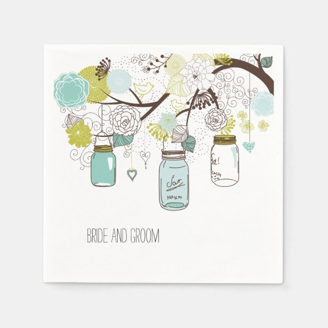 Blommigt Mason Burk Pappersservett (Framsidan)